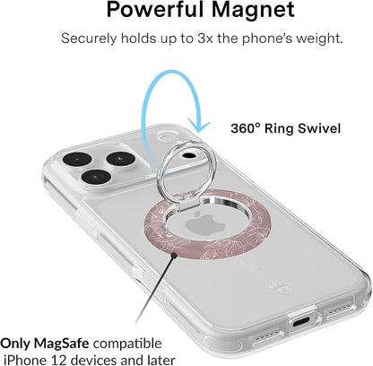 VELVET CAVIAR Compatible with MagSafe Phone Grip 2.0 | Cute Magnetic Ring Holder | Finger Loop Kickstand | Pop On Accessory for iPhone 17, 16, 15, 14, 13, 12 | Dusty Rose Floral