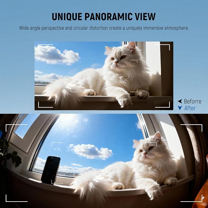 NEEWER 170° 14mm VR Fish Eye Lens with 17mm Threaded Lens Clip, Panoramic Fisheye for Live Streaming, Outdoor Landscape, Architecture, Compatible with iPhone 17 16 Pro Max Android S25 Ultra, LS-77