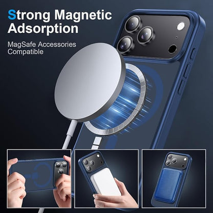 for iPhone 17 Pro Max case with Camera Lens Protector [10Ft Military-Grade Protection] Compatible with fit MagSafe Shockproof Cover Phone case for iPhone 17 Pro max 6.9 inch,Deep Blue