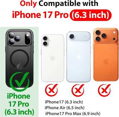 SPORTLINK for iPhone 17 Pro Waterproof Phone Case - Built in Screen Protector/Shockproof Compatible with MagSafe/Dropproof/Dustproof/Heavy Duty Full Body for iPhone 17 Pro 6.3 inch Black
