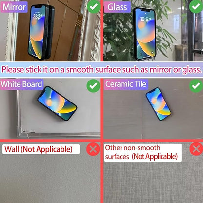 CIEO Silicone Phone Grip, 21 Suction Cups, Suitable for Selfies and Videos on Mirrors, bathrooms and Smooth Surfaces, Compatible with iPhone, Samsung(Apple Shaped, Red)