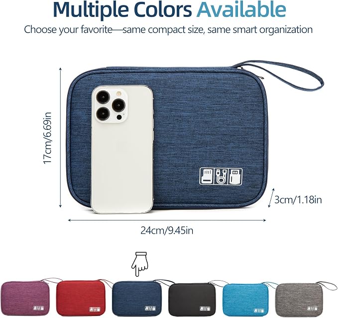 Cord Organizer Travel Case, Cable Organizer Bag for Chargers, USB Cables, Power Bank & Electronics Accessories, Portable Tech Organizer Pouch with Mesh Pockets, Water Resistant Travel Gear Bag