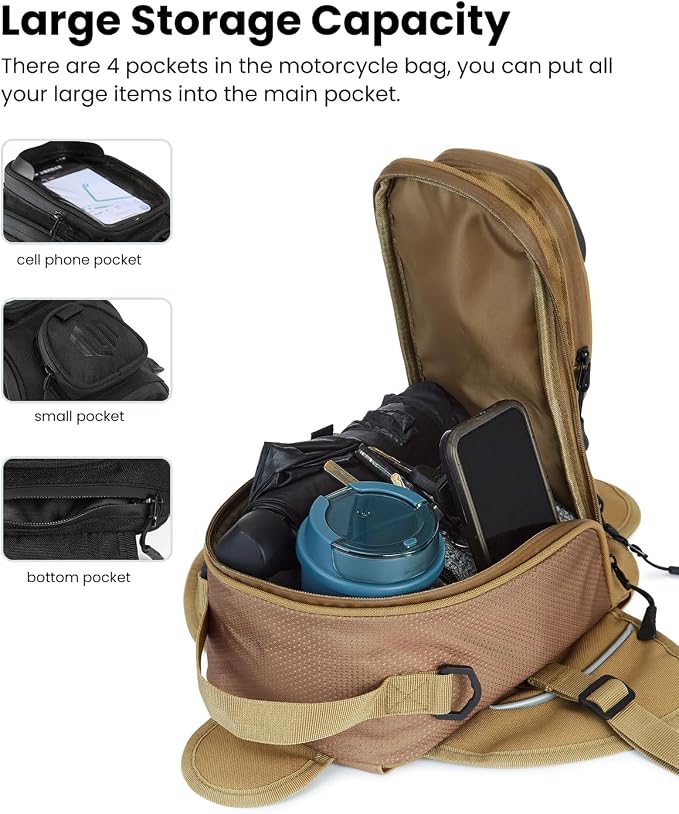 ILM Motorcycle Tank Bag Magnetic 4 Straps Reinforced Fastening Waterproof Touch Screen Phone Pouch Motorbike BT01
