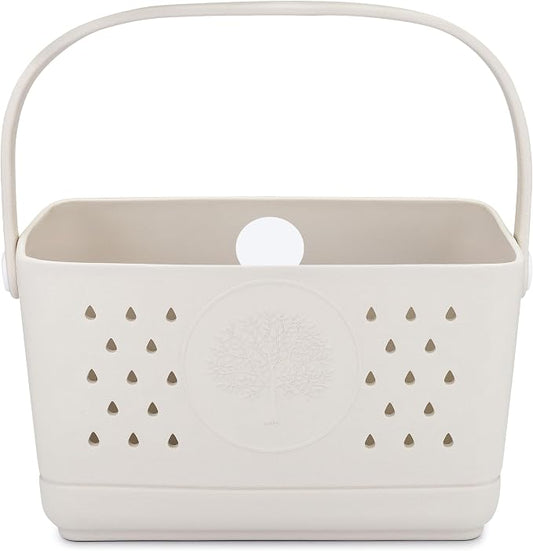 Parker Baby Large Bath Caddy | BPA Free & Food Grade Shower Caddy Organizer for Toys & Supplies | Quick-Dry, Sturdy & Perfect Size Shower Basket w/Handle in Neutral Colors