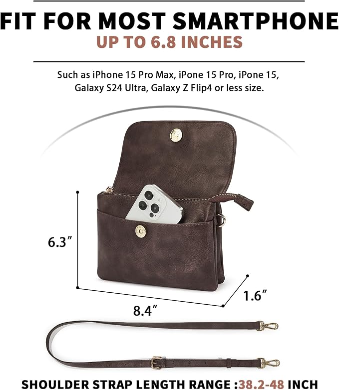 CHOLISS Small Crossbody Bags for Women, Vegan Leather Cell Phone Purse, Mini Travel Purse with Adjustable Strap Womens Gifts