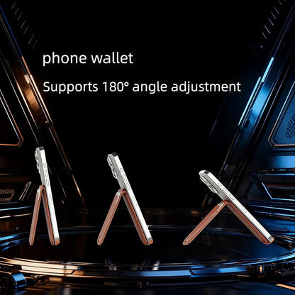 Upgraded for Magsafe Wallet, Strong Magnetic Phone Wallet with Adjustable Stand, Built in Makeup Mirror, 5 Card Holder, Rfid Blocking(Brown fold)