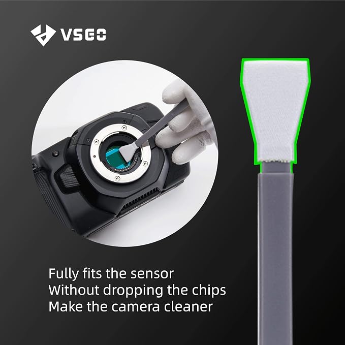 VSGO Digital Camera Cleaning Swab Sensor Cleaning Swabs with 10ml Sensor Cleaning Solution Dry CCD CMOS Clean Swab with Sensor Cleaner for Nikon Sony Canon DSLR Camera Clean (12mm (6pcs Sensor Swab))