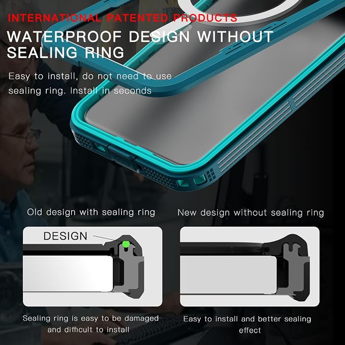 Omio Designed for Galaxy S25 Waterproof Case Compatible with MagSafe, Magnetic Waterproof Full Body IP68 Underwater Case Built-in Screen Protector Military Grade Shockproof Case for Men Women Teal