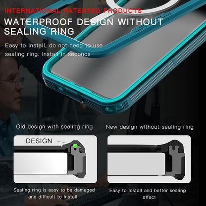 Omio Designed for Galaxy S25 Waterproof Case Compatible with MagSafe, Magnetic Waterproof Full Body IP68 Underwater Case Built-in Screen Protector Military Grade Shockproof Case for Men Women Teal