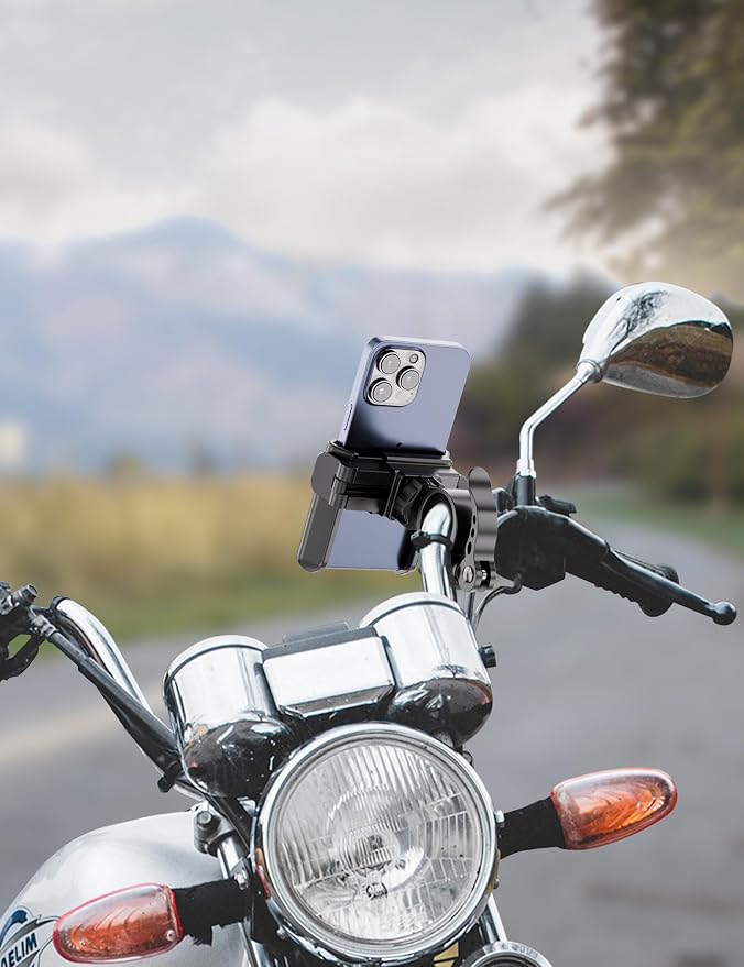 Grefay Bike Phone Mount Universal Motorcycle Handlebar Phone Holder 【1S Quick Release】 Anti Shake Bicycle Phone Clamp for Road Bike/MTB/Scooter with 360 Rotation for 3.5-7.0 inches Smartphone