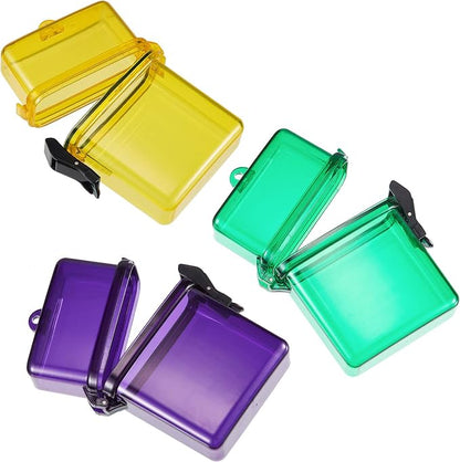 Outus 3 Pcs Waterproof ID Badge Holder Case with Waterproof Buckle Floating Sports Case Locker with Adjustable Hanging Rope Plastic Card Dry Box(Green, Yellow, Purple,4.72 x 2.95 x 1.57 in,Classic)