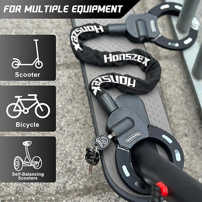 Scooter Lock, Electric Scooter Locks Anti Theft & Waterproof Scooter Bag, Bike Lock with Key, Heavy Duty Handcuff Chain Lock for E Scooter, Electric Bike, Bicycle, Motorbikes