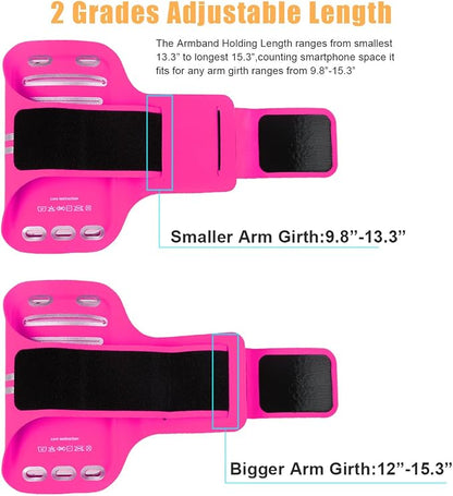Running Sports Arm Band Strap Holder Pouch Case for Running Camping Cycling Workout Fits iPhone 6/7/8Plus Android Samsung Galaxy up to 5.5in (Pink)