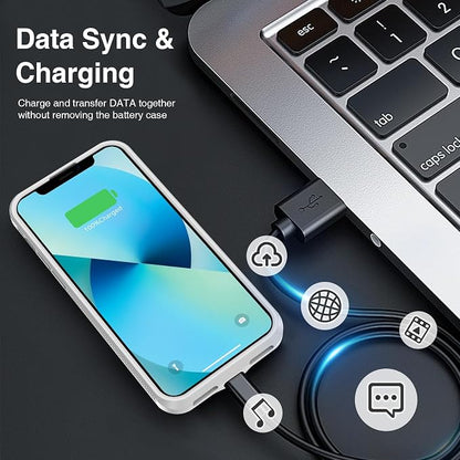 GIN FOXI Battery Case for iPhone 13/13 Pro/14/14 Pro, Charging Case Real 7000mAh Rechargeable Charger Cover Anti-Fall Protection Ultra-Slim Extended Battery Pack Juice Box,6.1" Gray