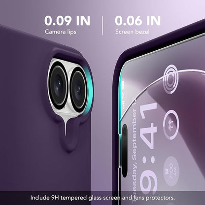 GONEZ Magnetic for iPhone 17 Case, Compatible with MagSafe, [Screen Protector + Camera Lens Protector], Liquid Silicone Anti-Scratch Shockproof Protective Phone Case 6.3 inch, Deep Purple