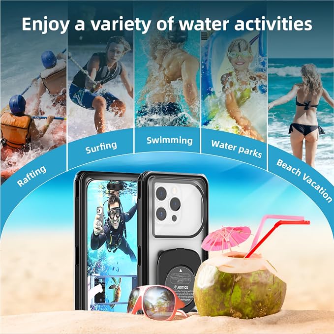 [Up to 7.0"] Waterproof Phone Case, IPX8 Waterproof Phone Pouch for iPhone 17 Pro Max/17 Pro/17/16/15/14/13, Samsung Galaxy S25/S24/S23 Ultra, Google/Moto - Teal
