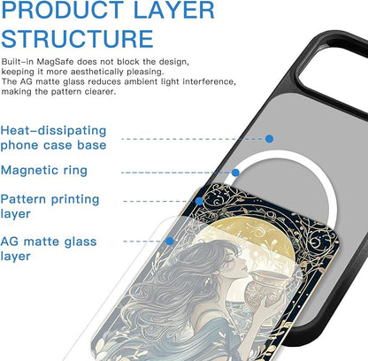 Constellation Series - Aquarius Designs Magnetic for iPhone 17 air Case, Tarot Style Model Glass Phone Cover, Compatible with Magsafe, Pocket-Friendly - fits iPhone 17 air Case for Women