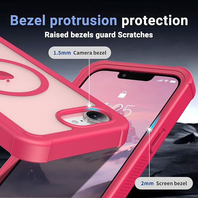 jaroco Magnetic for iPhone 17e Case& iPhone 16e Case, [Compatible with MagSafe][Military Grade Drop Protection][Heavy Duty Protection][Non-Slip][Shockproof] 2-Layer Bumper Phone Case 6.1''-Rose