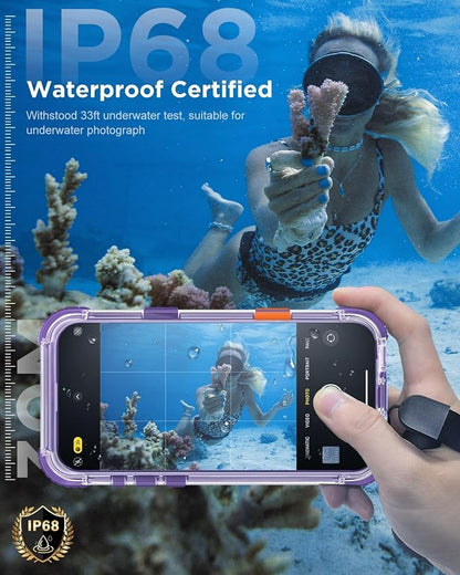 for iPhone 16 Pro Max Waterproof Case with Magsafe, Built-in [Camera & Screen Protector] [Lanyard], IP68 Water Proof Full Body Dustproof Heavy Duty Frosted Protective Phone Cover, 6.9" Purple