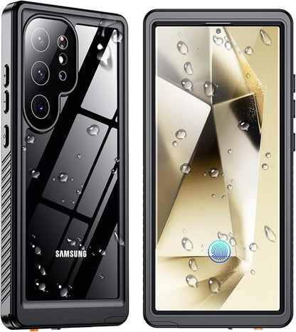 SPIDERCASE Upgraded for Samsung Galaxy S24 Ultra Case Waterproof,Built-in Screen & Camera Lens Protector[IP68 Underwater] [Military Grade Shockproof] Full Body Protection Phone Case,Black/Clear