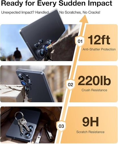 UltraGlass Top 9H+ Armor for Samsung Galaxy S26 Ultra Camera Lens Protector [No.1 Military Grade Shatterproof] S26 Ultra Camera Lens Protector Longest Durable Easy Install, Black