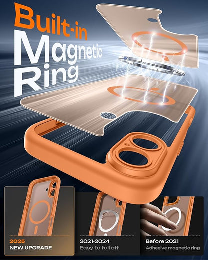 TOCOL for Phone 17 Case, Compatible with Magsafe Charger, Full Camera Protection, Drop Protection, Translucent Matte Phone Case for Phone 17 6.3 inch (Orange)