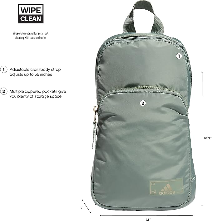 adidas Essentials Sling Small Crossbody Bag for Women and Men (5L), Silver Green/Gilver/2.0, One Size