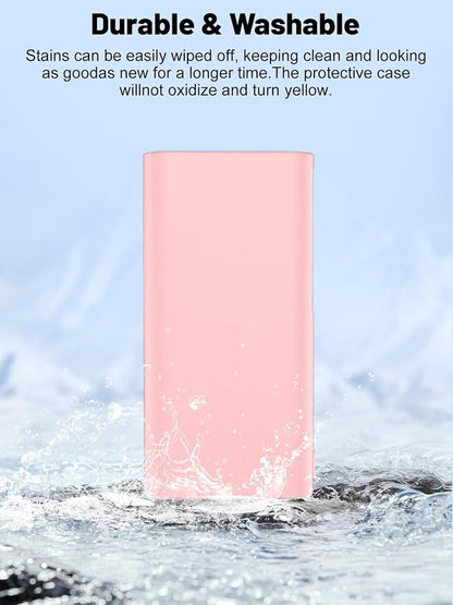 Silicone Protective Case Compatible with OnePlus SuperVooc Power Bank 12,000mAh All-Port Portable Charger, Full-Body Protective Cover with Precise Cutouts, Shockproof & Scratch-Resistant Sleeve (Pink)