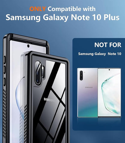 Temdan for Samsung Galaxy Note 10 Plus Case Waterproof, [Military-Grade Drop Protection] [IP68 Underwater] Full Body Heavy Duty Rugged Shock-Proof Case for Note 10 Plus 6.8''-Black