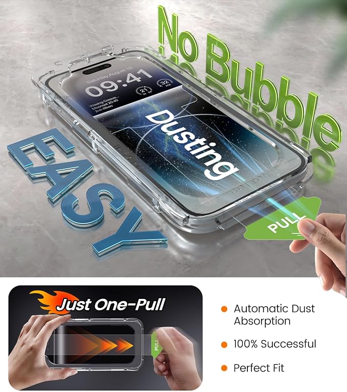 iGluz 4 Pack for iPhone 14 Pro Screen Protector with 2-Pack Camera Lens Protector[99.99%HD Clear][9H Tempered Glass][Bubble Free][Easy Installation][Smooth Touch][Anti-fingerprint],4+2 Dual Protection