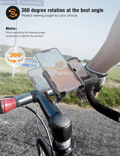 Bike Phone Mount for Electric, Mountain, Scooter, and Dirt Bikes -360°rotatable Bike Phone Holder- Bike Phone Holder Suitable for Smartphones from 4.0-7.0 inches.