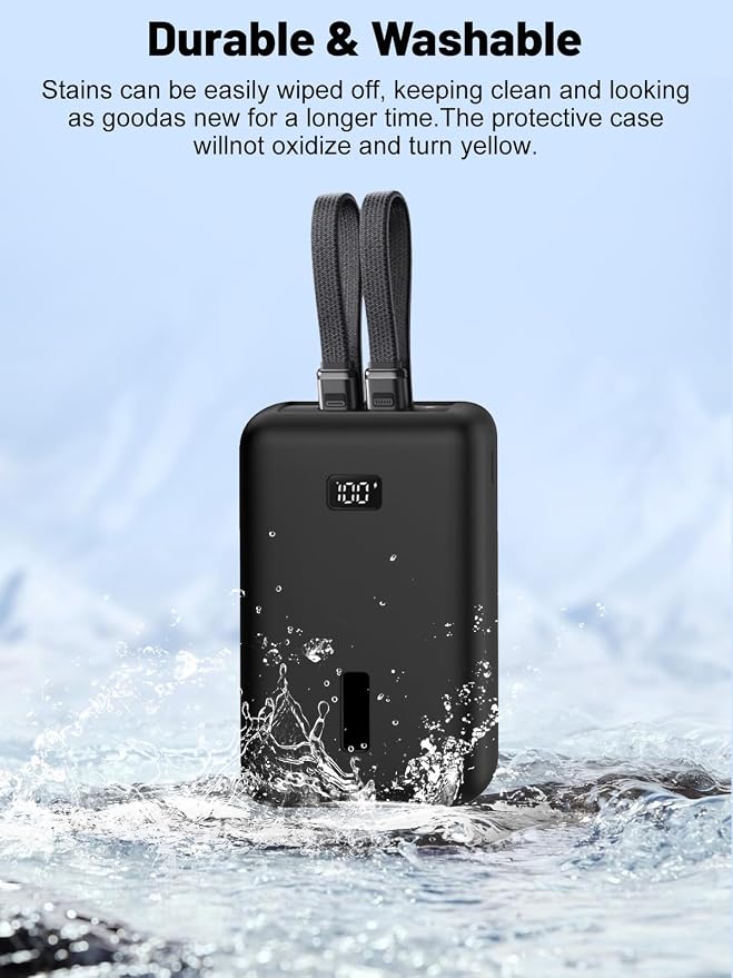 for Anker Zolo Power Bank 2025 20,000mAh 30W A1681/A1689,Silicone Protective Case, Shockproof Cover with LCD Display Visible, Anti-Lost Strap, Precision Cutouts for All-Port Charger (Black)