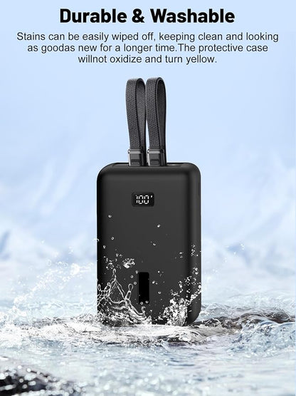 for Anker Zolo Power Bank 2025 20,000mAh 30W A1681/A1689,Silicone Protective Case, Shockproof Cover with LCD Display Visible, Anti-Lost Strap, Precision Cutouts for All-Port Charger (Black)