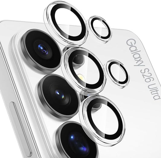 Tensea (3+2PCS Compatible with Samsung Galaxy S26 Ultra Camera Lens Protector, 9H Tempered Glass Camera Cover Screen Protector Metal Individual Ring [Installation Tray][Case Friendly]