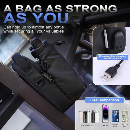 Magnetic Gym Sling Bag for Men & Women | Waterproof Travel Bag with Bottle Holder, USB Port, Adjustable Strap & Phone Pocket (MAX 50oz / 1.5L Bottle)