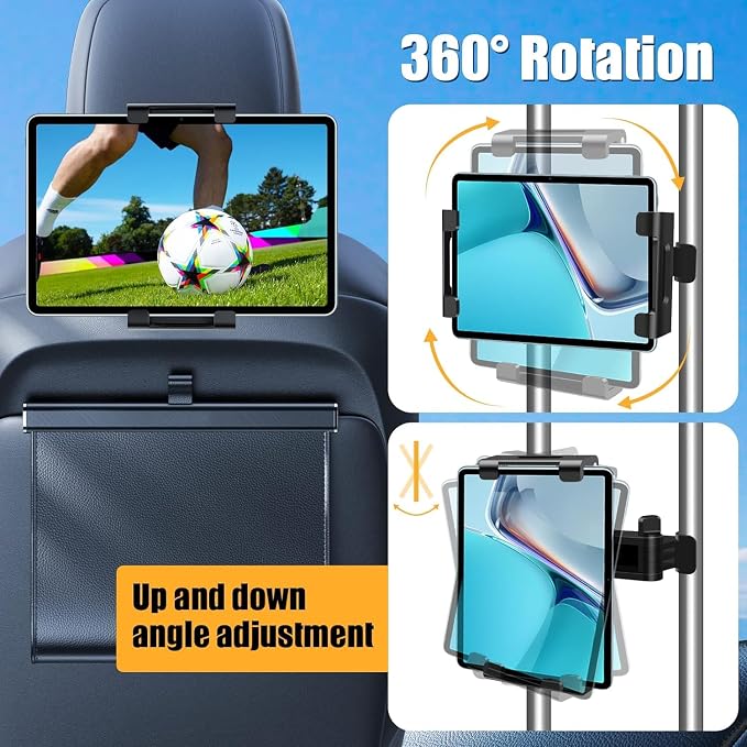najiaxiaowu PC Tablet Mounts 2 Pack Tablet Holder for Car,ipad Headrest Mount for 5.5-18.4 Inch ipad/Phones Car Tablets Holder with 360°Rotating Adjustable,Black