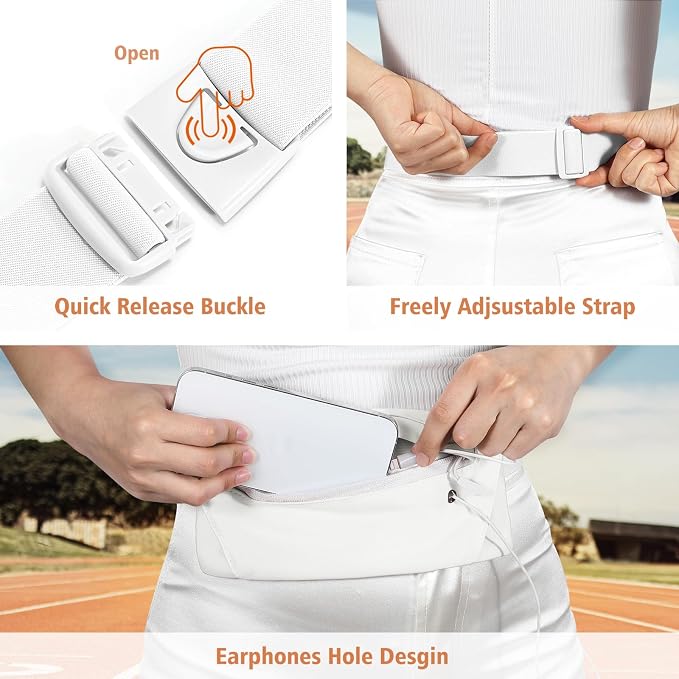 WHIPPY Slim Running Belt Fanny Pack for Women Men Elastic Runners Belt Waist Pouch Chest Bag Phone Holder Waist Pack for Running Hiking