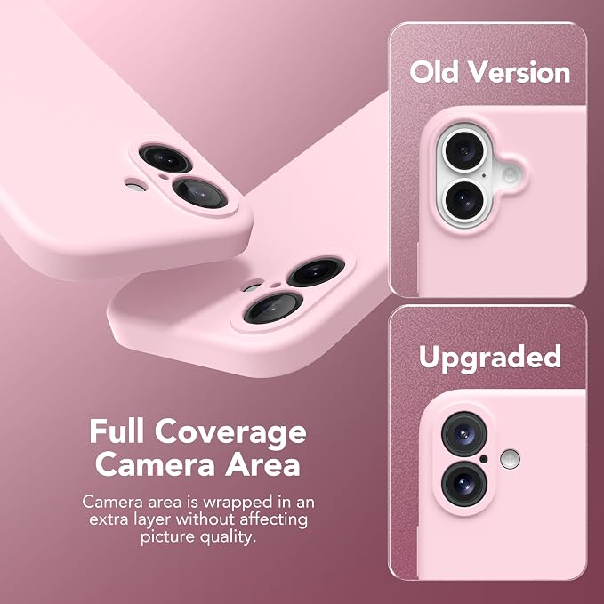 Magnetic for iPhone 16 Plus Case, Compatible with MagSafe, [Full Camera Protection][Screen Protector] Silicone Shockproof Protective Phone Case for iPhone 16 Plus 6.7", Chalk Pink