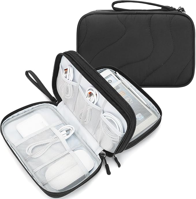 Skycase Tech Pouch - Lightweight Electronics Organizer Travel Case - Double Layers Cable Organizer - All-in-One Storage Bag for Charger, Cord, Phone, Flash Drive, Essentials - XL
