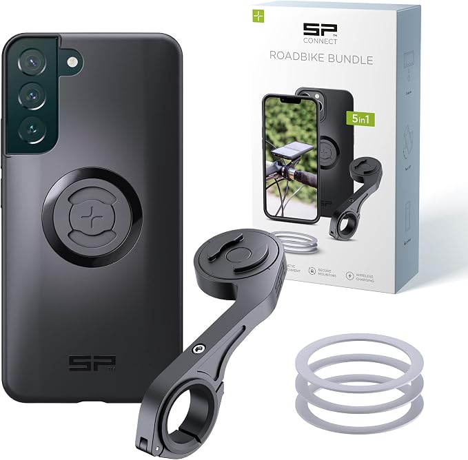 SP CONNECT Road Bike Bundle | SPC+ | Compatible with Samsung S22+ | Bike Phone Mount | Bicycle Accessories and Bike Phone Holder | Cell Phone Holder Black