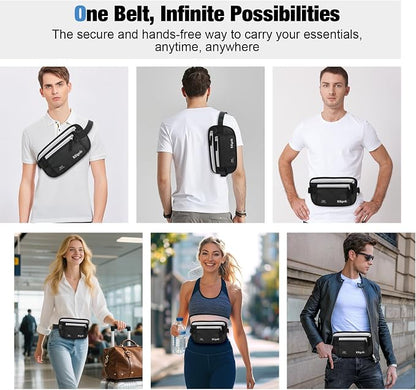 Money Belt for Travel Women and Men Hidden - Slim RFID Blocking Travel Wallet with Secure Anti-Theft Pouch, Passport Holder for Passport, Credit Cards, Cash Under Clothes