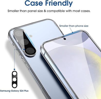 amFilm Auto-Alignment OneTouch for Samsung Galaxy S24+ Plus 6.7" Screen Protector + Camera Lens Protector, Tempered Glass, 30 seconds Installation, Bubble Free, Case Friendly, Anti-Scratch [2+2 Pack]