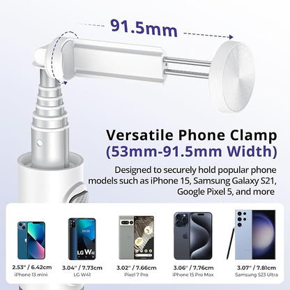 ATUMTEK 68.5" Selfie Stick Tripod, Extendable Aluminum Tripod with Rechargeable Bluetooth Remote, Compatible with iPhone and Android Smartphones, Perfect for Travel, Vlog, Video and Photo, White