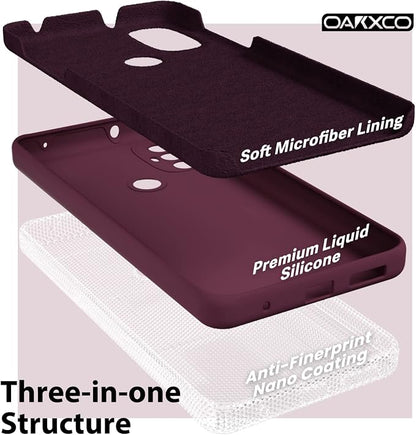 oakxco for Motorola Moto G Power 2022 Phone Case/Moto G Play 2023 Phone Case Liquid Silicone, Thin Slim Soft Rubber Gel TPU Plain Simple Cover for Women, Matte Solid Color,Burgundy Plum Wine