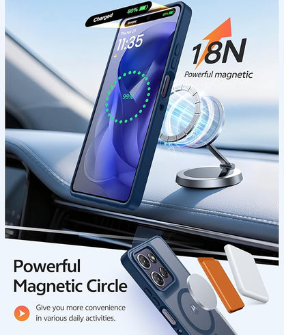 FNTCASE for Motorola Moto G Power 5G 2025 Case: Moto G Power 5G 2026 Magnetic Translucent Matte Slim Phone Cover - Shockproof Non Slip Anti-Fingerprint Hard Rugged Protective Case (6.8 Inch/Blue)