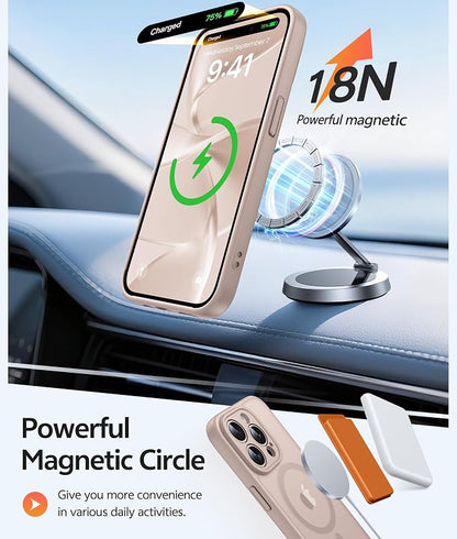 FNTCASE for iPhone 15 Pro Max Case: [Compatible with Magsafe] Translucent Matte Cases with [Full Camera Protection] [Screen Protector] Military Grade Shockproof Protective Phone Cover - Desert Gold