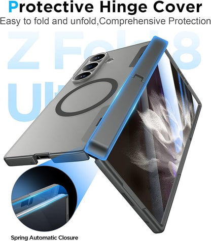 for Samsung Galaxy Z Fold 8 Ultra Case,[Compatible with MagSafe][Built-in HD Screen Protector & Kickstand][Hinge Protection] Translucent Matte Shockproof Phone Case for Z Fold 8 Ultra,Gray