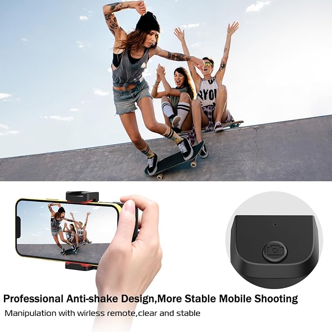 ULANZI CG02 Upgraded Smartphone Camera Shutter Handle Grip w Detachable Wireless Bluetooth Remote Control,Three-Gear Adjustable Fill Light for iPhone Samsung Google OnePlus Phones Video/Photo Shooting