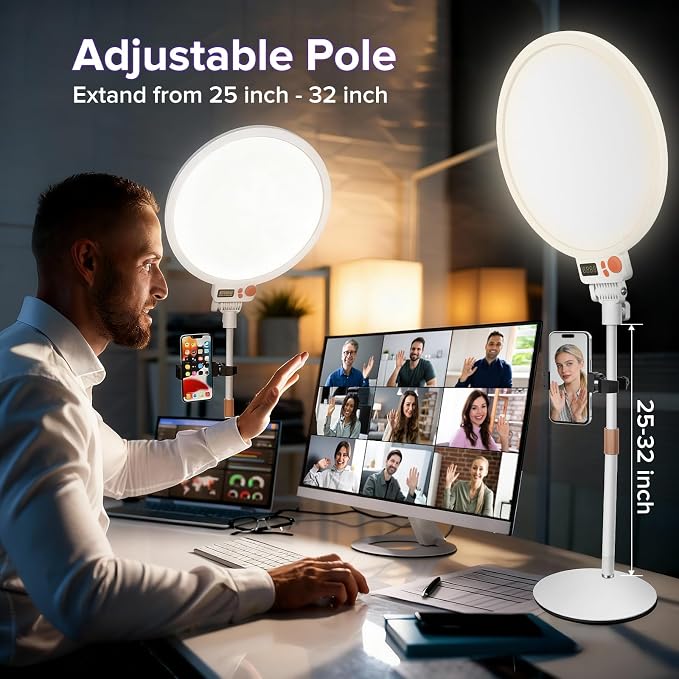 12" Large Ring Light with Stand, 7000K Full-Screen Selfie Light Ring with Phone Holder, Professional Big Ring Light for Live Stream, YouTube, TikTok, Makeup, Video, Barber, Photography