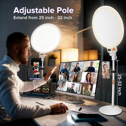 12" Large Ring Light with Stand, 7000K Full-Screen Selfie Light Ring with Phone Holder, Professional Big Ring Light for Live Stream, YouTube, TikTok, Makeup, Video, Barber, Photography